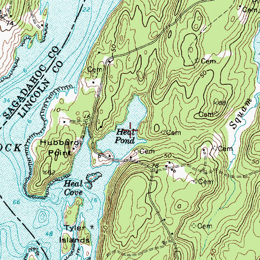Topographic Map of Heal Pond, ME