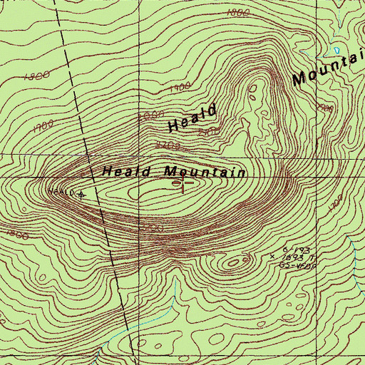 Topographic Map of Heald Mountain, ME