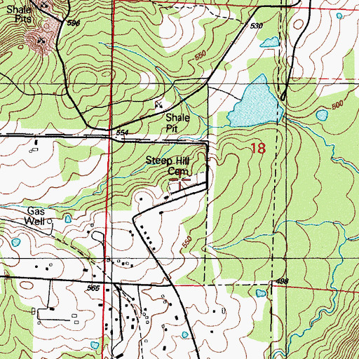 Topographic Map of Steep Hill Cemetery, AR