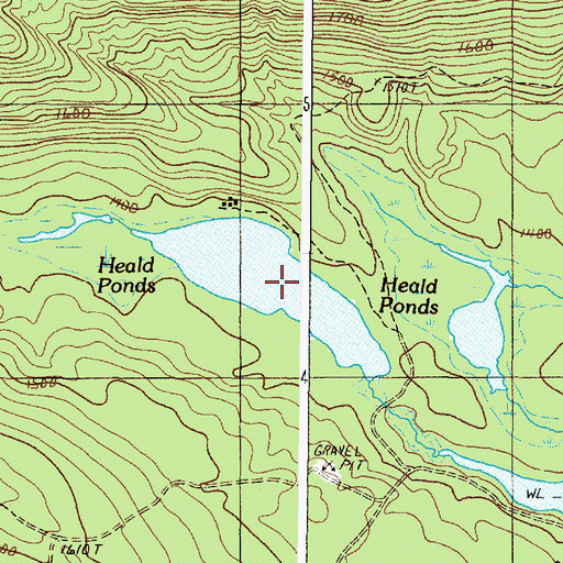 Topographic Map of Heald Ponds, ME