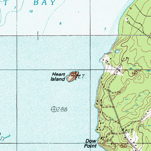 Topographic Map of Heart Island, ME