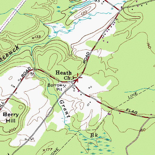 Topographic Map of Heath Church, ME
