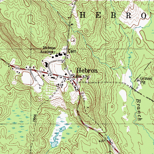 Topographic Map of Hebron, ME