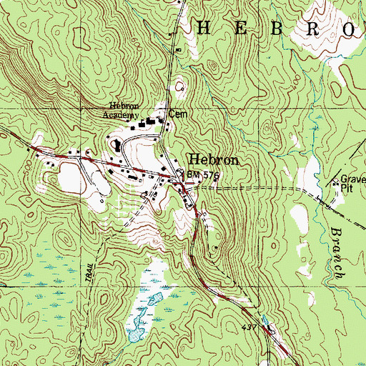 Topographic Map of Hebron Academy, ME