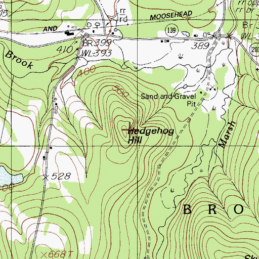 Topographic Map of Hedgehog Hill, ME