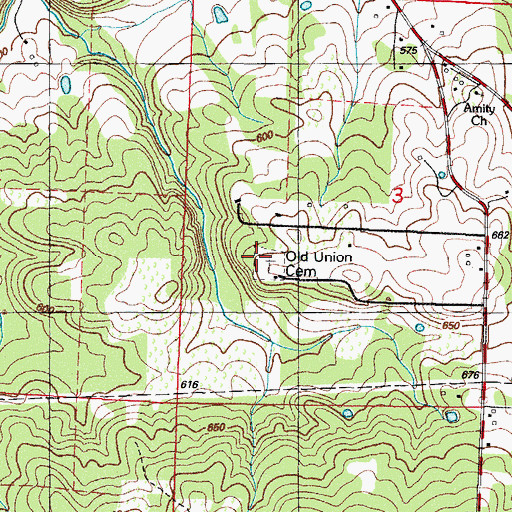 Topographic Map of Old Union Cemetery, AR