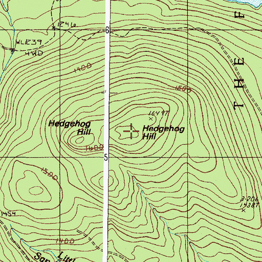 Topographic Map of Hedgehog Hill, ME
