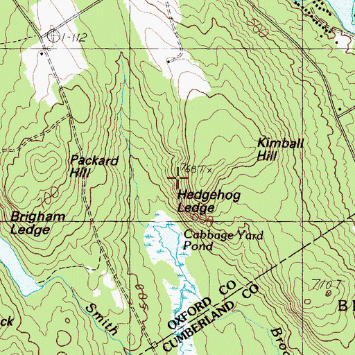 Topographic Map of Hedgehog Ledge, ME