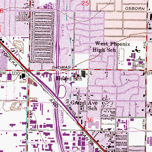 Topographic Map of Heard Elementary School, AZ