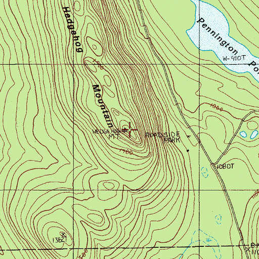 Topographic Map of Hedgehog Mountain, ME