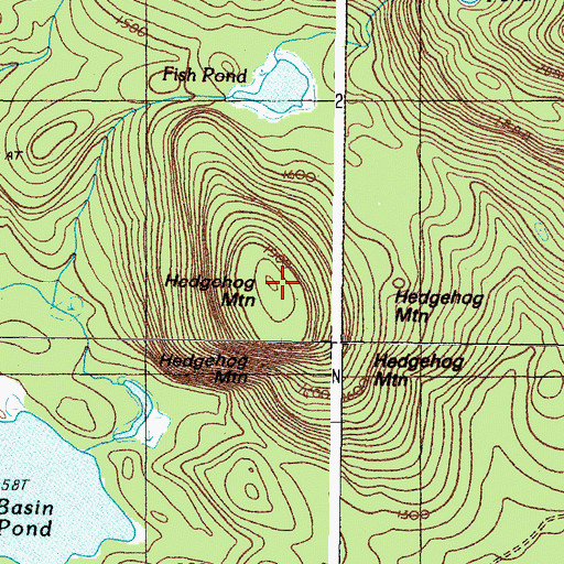 Topographic Map of Hedgehog Mountain, ME