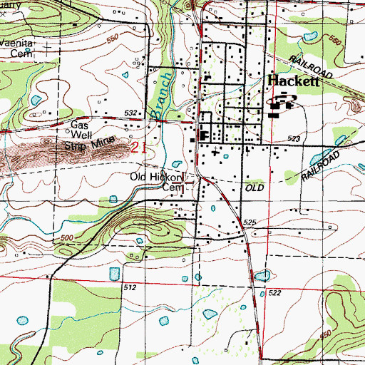 Topographic Map of Old Hickory Cemetery, AR