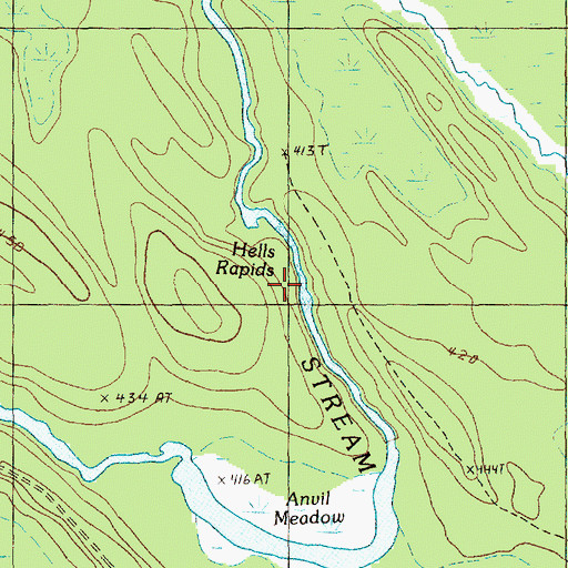 Topographic Map of Hell Rapids, ME