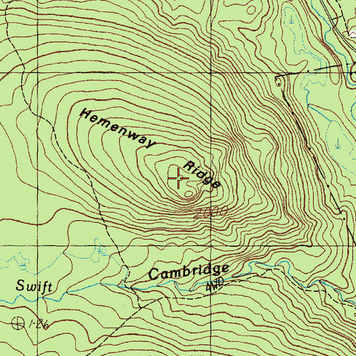 Topographic Map of Hemenway Ridge, ME
