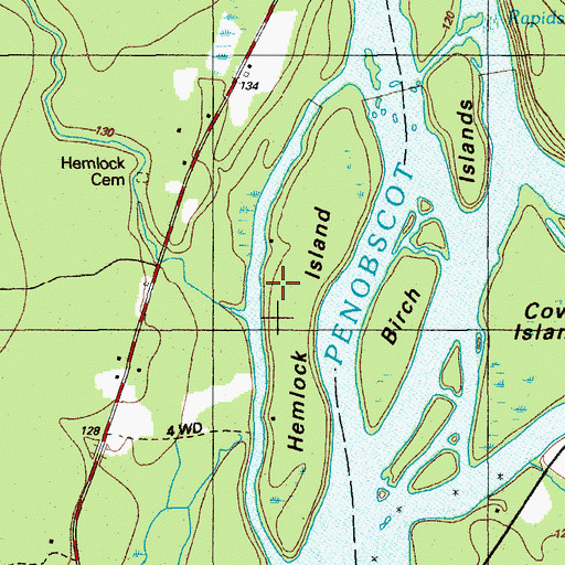 Topographic Map of Hemlock Island, ME