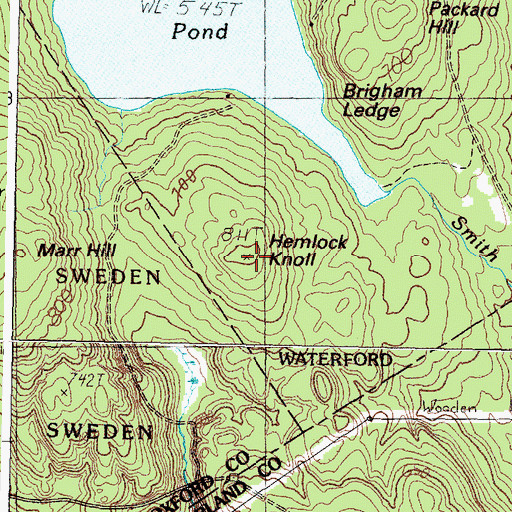 Topographic Map of Hemlock Knoll, ME