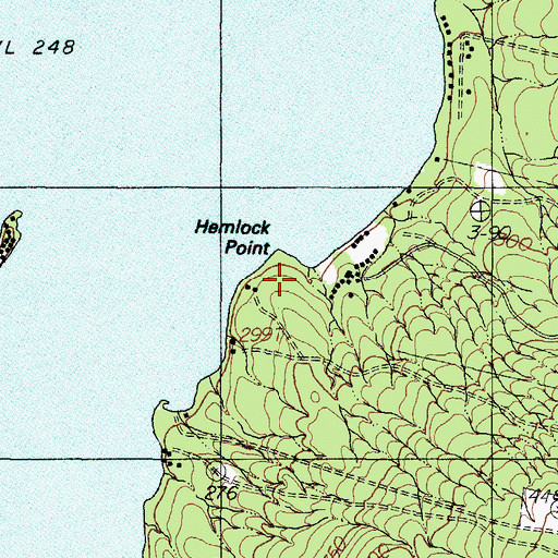 Topographic Map of Hemlock Point, ME