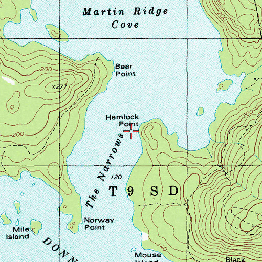Topographic Map of Hemlock Point, ME