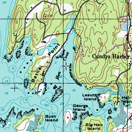 Topographic Map of Hen Cove, ME