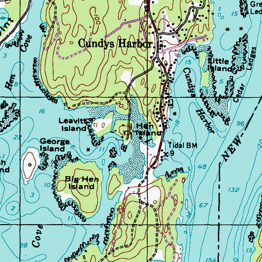 Topographic Map of Hen Island, ME
