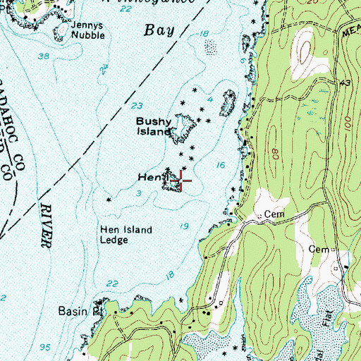 Topographic Map of Hen Island, ME