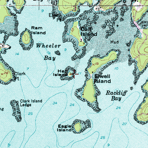 Topographic Map of Hen Island, ME