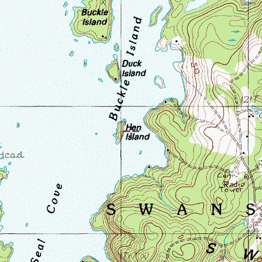 Topographic Map of Hen Island, ME