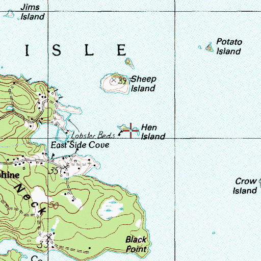 Topographic Map of Hen Island, ME