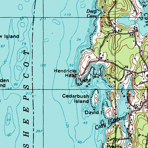 Topographic Map of Hendricks Head, ME