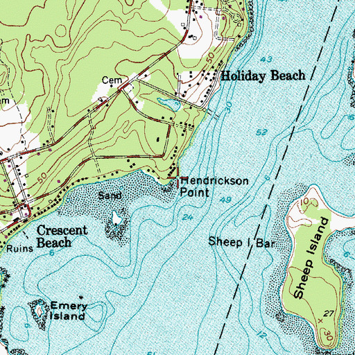 Topographic Map of Hendrickson Point, ME