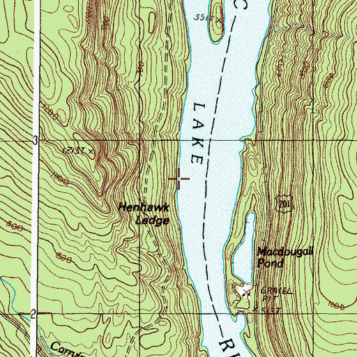 Topographic Map of Henhawk Ledge, ME