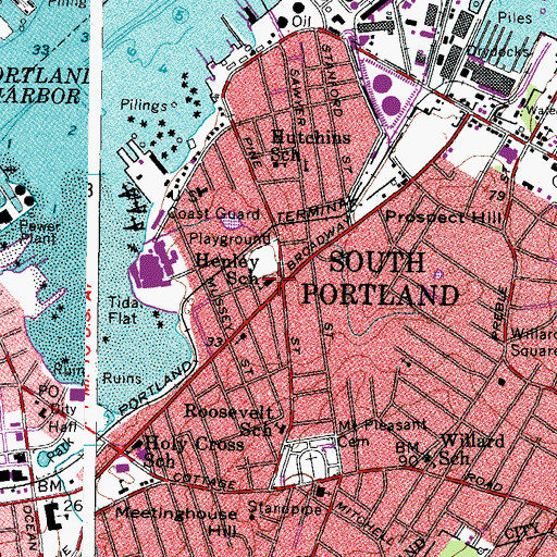 Topographic Map of Henley School, ME