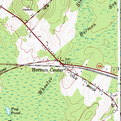 Topographic Map of Hermon Center, ME