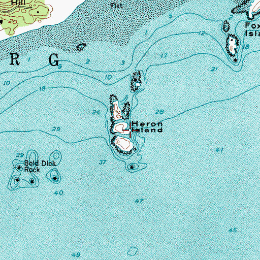 Topographic Map of Heron Island, ME