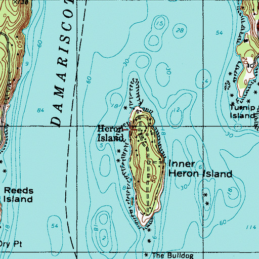 Topographic Map of Heron Island, ME