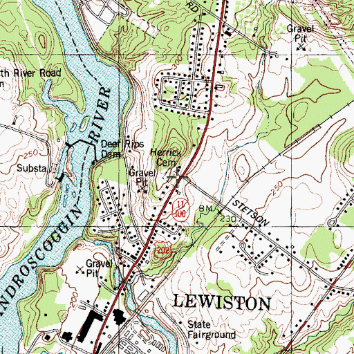 Topographic Map of Herrick Cemetery, ME
