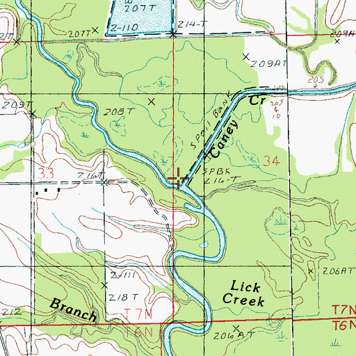 Topographic Map of Caney Creek, AR