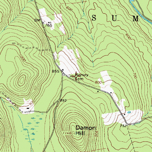 Topographic Map of Hersey Cemetery, ME