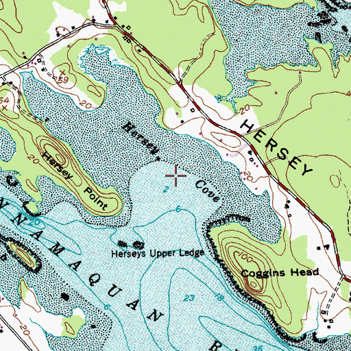 Topographic Map of Hersey Cove, ME