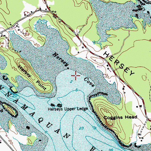 Topographic Map of Hersey Cove, ME