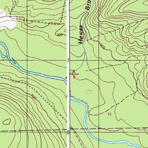 Topographic Map of Hewes Brook, ME