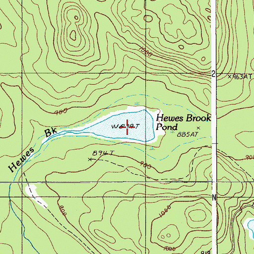 Topographic Map of Hewes Brook Pond, ME