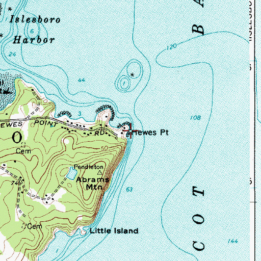 Topographic Map of Hewes Point, ME