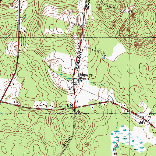 Topographic Map of Hewey Cemetery, ME
