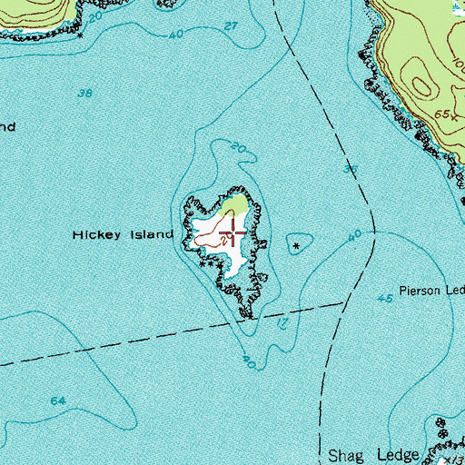 Topographic Map of Hickey Island, ME