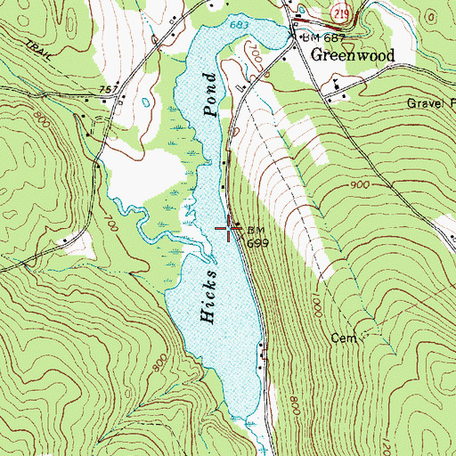 Topographic Map of Hicks Pond, ME