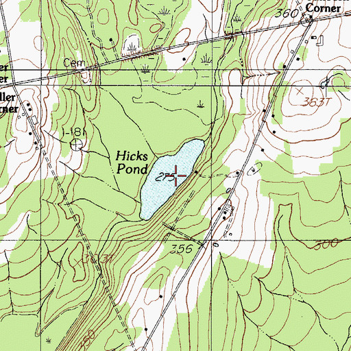 Topographic Map of Hicks Pond, ME
