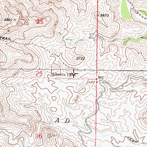 Topographic Map of Alberts Tank, AZ