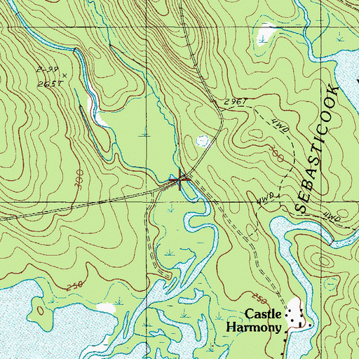 Topographic Map of Higgins Stream, ME
