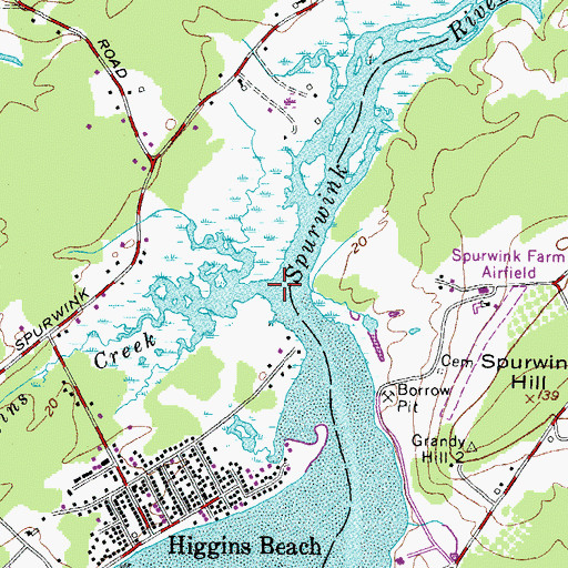 Topographic Map of Higgins Creek, ME